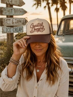 Coastal Cowgirl Brown & Cream Trucker Hat